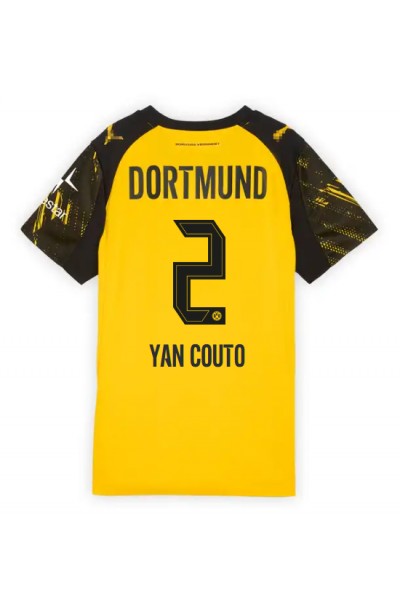 Borussia Dortmund Yan Couto #2 Jalkapallovaatteet Naisten Kotipaita 2025-26 Lyhythihainen Borussia Dortmund Yan Couto #2 Jalkapallovaatteet Naisten Kotipaita 2025-26 Lyhythihainen